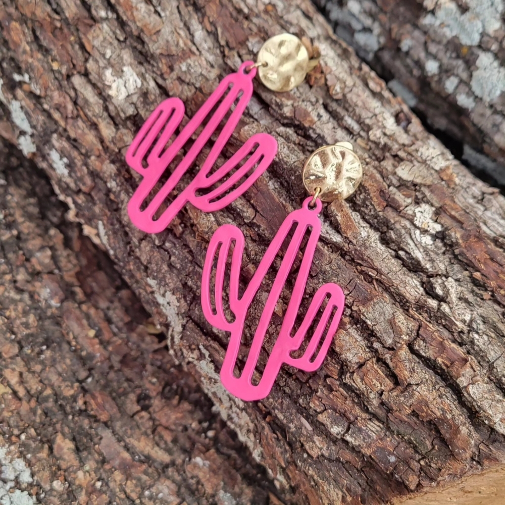 Fuschia River Cactus Earrings